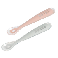 Набір силіконових ложок Beaba, 2 шт., рожевий/сірий (913469) 