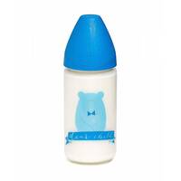 Скляна пляшечка Suavinex Сенс життя Ведмідь, 240 мл, синій (303489) 