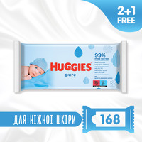 Салфетки влажные Huggies Ultra Comfort Pure 2+1 (56 х 3 шт) 