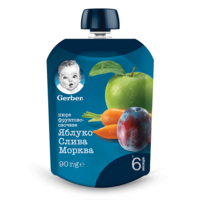 Фруктове пюре Gerber Яблуко, слива, морква, 90г  