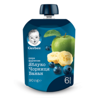 Фруктове пюре Gerber Яблуко, чорниця, банан, 90г  