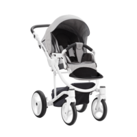 Дитячий візочок 2 в 1 Bebetto Torino 05W, сірий текстиль, біла рама (503.26.19.W05)