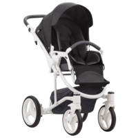 Дитячий візочок 2 в 1 Bebetto Torino 08W, чорний текстиль, біла рама (503.26.20.W08)