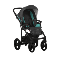 Універсальна коляска 2 в 1 Bebetto Magnum 383B, текстиль графіт/бірюза, чорна рама (503.31.28.383)