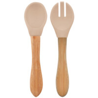 Ложка та виделка силіконові MinikOiOi Dig In Bubble Beige (101060060) 