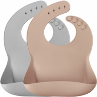 Нагрудник силіконовий MinikOiOi Basics-Bib Bubble Beige/Powder Grey, 2 шт. (101020066) 