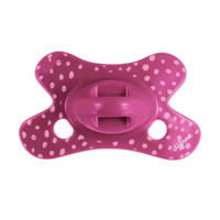 Пустушка силіконова Difrax Natural, світиться у темряві, 0-6 міс., малиновий (123 Dahlia_dots) 