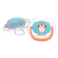 Пустушка силіконова Bebe Confort Physio Air, 2 шт., 0-6 міс., синя з помаранчевим (3104201770) 