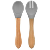 Ложка та виделка силіконові MinikOiOi Dig In Powder Grey (101060057) 