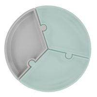 Секційна силіконова тарілка на присосці MinikOiOi Puzzle River Green / Powder Grey (101050055) 