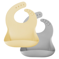 Нагрудник силіконовий MinikOiOi Basics-Bib Mellow Yellow/Powder Grey, 2 шт. (101020065) 