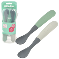 Набір силіконових ложок Beaba, 2 шт., зелений/білий (913574) 