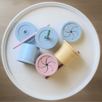 Чашка-контейнер с трубочкой силиконовая MinikOiOi Sip+Snack Aqua Green/Powder Grey (101100107)