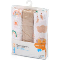 Хлопчатобумажные пеленки BabyOno, кремовые, 70 х 70 см, 3 шт. (348/08)