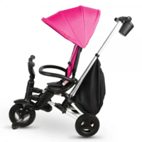 Складаний триколісний дитячий велосипед QPlay Nova+ Rubber Floral Pink (S700-13Nova+FloralPink)