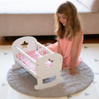 Дерев'яна колиска для ляльки FreeON, білий (44749)