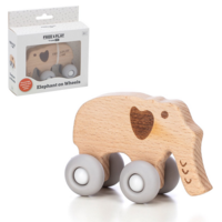 Дерев'яна іграшка FreeON слоник на силіконових колесах (46255) 