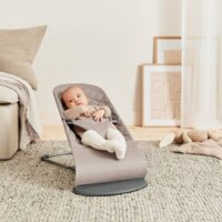 Шезлонг BabyBjorn Bliss Cotton Sand Grey, рама Dark Grey + іграшка Google Eyes (7317686060178)