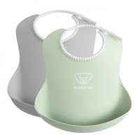Слинявчик BabyBjorn Grey/ Powder Green, 2 шт. (7317680463463) 