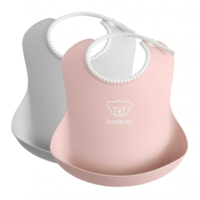 Слинявчик BabyBjorn Grey/ Powder Pink, 2 шт. (7317680463456) 