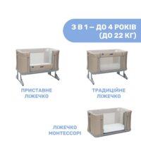 Кроватка 3 в 1 Chicco Next2Me Forever, мокко (79650.10)
