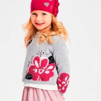 Сірий світшот iDO з червоною квіткою для дівчинки 6 років (4.K621.00/8992)