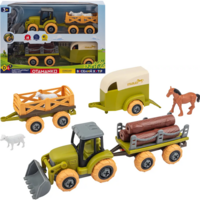 Ігровий набір-конструктор OTAMANKO Веселий хутір: трактор з двома причепами, кінь і вівці (5320165) 