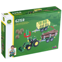 Трактор Klein John Deere с деревянной тележкой и тележкой для сена (3906)