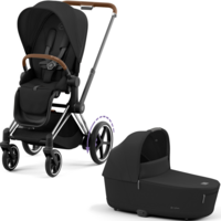 Коляска Cybex e-Priam 2 в 1 Sepia Black на шасі Chrome Brown з електроприводом  