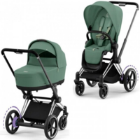 Коляска Cybex e-Priam 2 в 1 Leaf Green шасі Chrome Black з електроприводом  