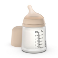 Детская бутылочка для кормления Suavinex Zero.Zero антиколиковая, адаптивный поток, бежевая, с рождения, 180 мл (308416) 