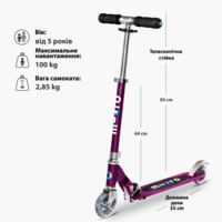 Самокат Micro Sprite Пурпурный металлик (SA0132)