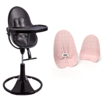 Стільчик для годування BLOOM Fresco Black, бавовняний вкладиш blush pink (E10535-BB\U10543-P) 
