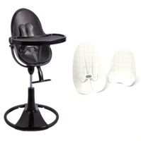 Стільчик для годування BLOOM Fresco Black, бавовняний вкладиш Coconut white (E10535-BB\U10543-CW) 