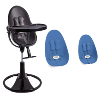 Стільчик для годування BLOOM Fresco Black, вкладиш riviera blue (E10535-BB\E10540-RBL) 
