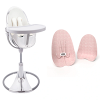 Стільчик для годування BLOOM Fresco Silver, бавовняний вкладиш blush pink (E10535-S\U10543-P) 