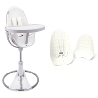 Стільчик для годування BLOOM Fresco Silver, бавовняний вкладиш Coconut white (E10535-S\U10543-CW) 