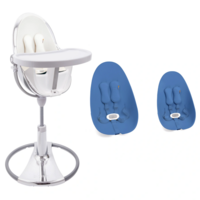 Стільчик для годування BLOOM Fresco Silver, вкладиш riviera blue (E10535-S\E10540-RBL) 