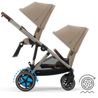 Коляска для двійні Cybex e-Gazelle S Almond Beige з електроприводом (522117124-02) 