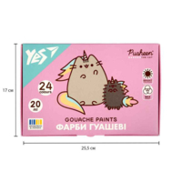 Фарби гуашеві Yes "Pusheen" 24 кольорів, 20 мл (230404)