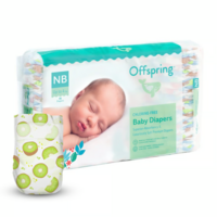Підгузки Offspring Hairykiwi, розмір NB, до 4 кг, 56 шт. (DP-OI-FAT-NB56P-HKW) 