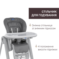 Стільчик для годування Chicco Polly Magic, сірий (87162.40.05)