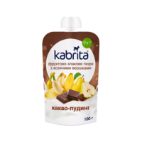 Фруктово-злакове пюре Kabrita з козячими вершками Какао-пудинг для дітей від 9 місяців, 100 г (8716677009148) 