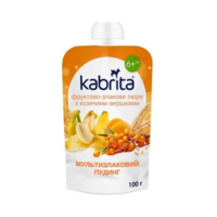 Фруктово-злакове пюре Kabrita з козячими вершками Мультизлаковий пудинг для дітей від 6 місяців, 100 г (8716677009131) 