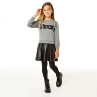 Комбинированное серое платье iDO для девочки (4K96800/8970/8A)