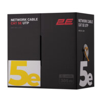 Мережевий кабель 2E CAT 5e U-UTP AWG 24/1 LSZH, 305м, жовтий (2E-CBL5EUTP-LSZH-YLW) 