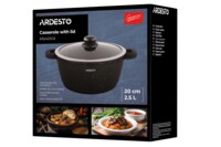 Кастрюля со стеклянной крышкой ARDESTO Gemini Anzio, 2.5л, алюминий, черный (AR2420GE)