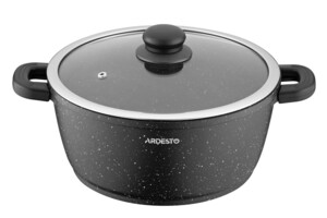 Кастрюля со стеклянной крышкой ARDESTO Gemini Anzio, 4.4л, алюминий, черный (AR2424GE) 