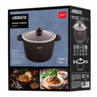 Каструля зі скляною кришкою ARDESTO Gemini Anzio, 1.2л, алюміній, чорний (AR2412GE)