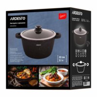 Кастрюля со стеклянной крышкой ARDESTO Gemini Anzio, 3.1л, алюминий, черный (AR2430GE)